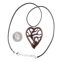 Hand Carved Wood Heart Necklace, Tree of Life Pendant, 5th Anniversary Gift for Her, One of a Kind Handmade Wooden Jewelry