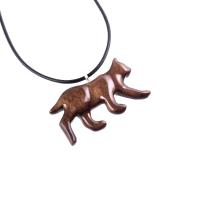 Bobcat Necklace, Hand Carved Wooden Lynx Necklace, Bobcat Pendant, Wood Wildcat Necklace, Totem Spirit Animal Jewelry for Men or Women