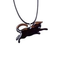 Hand Carved Kitten Necklace, Wooden Cat Pendant for Men Women, Wood Animal Pet Pendant, Cat Lover Gift