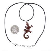 Hand Carved Gecko Pendant, Wooden Lizard Necklace, Wood Salamander Necklace, Totem Lizard Jewelry Gift for Men or Women