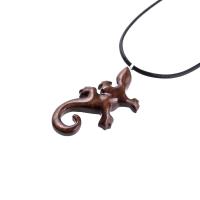 Hand Carved Gecko Pendant, Wooden Lizard Necklace, Wood Salamander Necklace, Totem Lizard Jewelry Gift for Men or Women