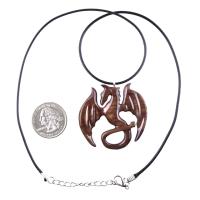 Dragon Pendant, Hand Carved Wooden Dragon Necklace, One of a Kind Handmade Wood Jewelry Gift for Men Women