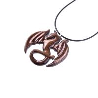 Dragon Pendant, Hand Carved Wooden Dragon Necklace, One of a Kind Handmade Wood Jewelry Gift for Men Women