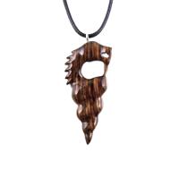 Nyami Nyami African Pendant, Hand Carved Tribal Necklace, Wood African Jewelry, Wooden Protection Amulet, Good Luck Charm