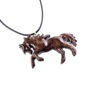 Horse Necklace, Hand Carved Wooden Horse Pendant for Men or Women, Equine Jewelry, Spirit Animal Wood Pendant