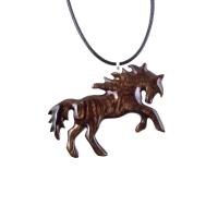 Horse Necklace, Hand Carved Wooden Horse Pendant for Men or Women, Equine Jewelry, Spirit Animal Wood Pendant