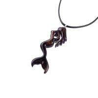 Hand Carved Wooden Mermaid Necklace, Mermaid Pendant, Wood Siren Jewelry, One of a Kind Gift for Women