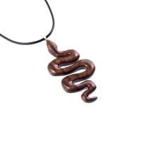 Snake Pendant, Hand Carved Wooden Snake Necklace, Wood Serpent Necklace, Reptile Jewelry, One of a Kind Gift for Her Him