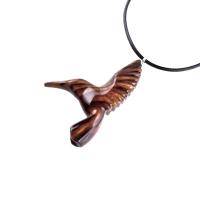 Hand Carved Wooden Hummingbird Pendant, Hummingbird Necklace, Wood Bird Jewelry, One of a Kind Gift for Her