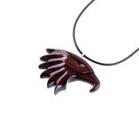 Eagle Necklace, Hand Carved Wooden Bird of Prey Pendant, Totem Wood Jewelry, One of a Kind Gift for Him