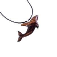 Orca Necklace, Hand Carved Killer Whale Pendant for Men or Women, Wooden Sea Animal, Nautical Wood Jewelry, One of a Kind  Gift for Him Her