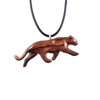 Hand Carved Puma Pendant, Wooden Panther Necklace, Panther, Cougar, Mountain Lion, Animal Jewelry for Men or Women, Gift for Him Her