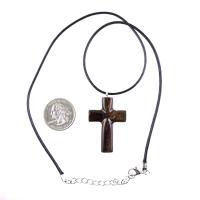 Wood Cross Necklace, Hand Carved Wooden Cross Pendant, One of a Kind Handmade Christian Jewelry for Men or Women