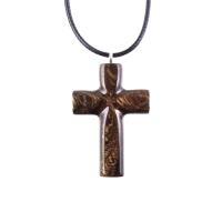 Wood Cross Necklace, Hand Carved Wooden Cross Pendant, One of a Kind Handmade Christian Jewelry for Men or Women