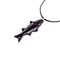 Hand Carved Fish Necklace, Wooden Striped Bass Pendant, Fishermen Jewelry, Mens Wood Necklace, One of a Kind Gift for Him