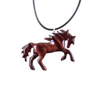 Horse Necklace, Hand Carved Wooden Horse Pendant, Handmade Equestrian Wood Jewelry, One of a Kind Gift for Her Him