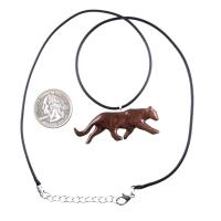 Jaguar Pendant, Hand Carved Wooden Panther Necklace, Cougar, Mountain Lion, Animal Jewelry for Men or Women, Gift for Him Her