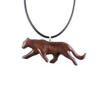 Jaguar Pendant, Hand Carved Wooden Panther Necklace, Cougar, Mountain Lion, Animal Jewelry for Men or Women, Gift for Him Her