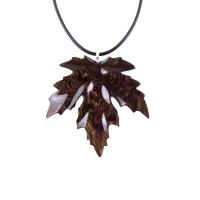 Hand Carved Maple Leaf Necklace, Wooden Leaf Pendant, Wood Necklace, Woodland Jewelry, One of a Kind Gift for Her Him