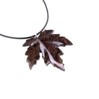 Hand Carved Maple Leaf Necklace, Wooden Leaf Pendant, Wood Necklace, Woodland Jewelry, One of a Kind Gift for Her Him