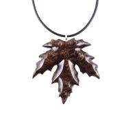 Hand Carved Maple Leaf Necklace, Wooden Leaf Pendant, Wood Necklace, Woodland Jewelry, One of a Kind Gift for Her Him