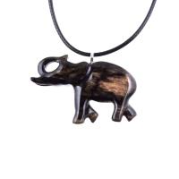 Lucky Elephant Pendant, Hand Carved Trunk Up Wooden Elephant Necklace for Men or Women, Spiritual Animal Wood Jewelry, Gift for Him Her