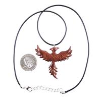 Rising Phoenix Necklace, Hand Carved Wooden Firebird Pendant, Handmade Wood Jewelry, Inspirational Gift for Her Him