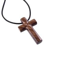 Wooden Cross Necklace, Hand Carved Cross Pendant, Mens Christian Wood Jewelry, One of a Kind Gift for Him