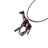 Giraffe Necklace, Hand Carved Wooden Giraffe Pendant, African Wildlife Wood Jewelry for Men Women, Gift for Him Her