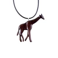 Giraffe Necklace, Hand Carved Wooden Giraffe Pendant, African Wildlife Wood Jewelry for Men Women, Gift for Him Her