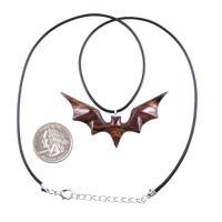 Hand Carved Bat Necklace, Wooden Bat Pendant, Totem Spirit Animal Handmade Wood Jewelry for Men Women