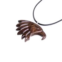 Wooden Eagle Head Pendant, Hand Carved Mens Wood Necklace, Spirit Animal Totem Bird Jewelry, One of a Kind Handmade Gift for Him