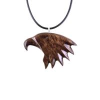 Wooden Eagle Head Pendant, Hand Carved Mens Wood Necklace, Spirit Animal Totem Bird Jewelry, One of a Kind Handmade Gift for Him