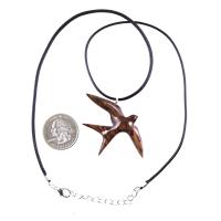 Hand Carved Swallow Necklace, Wooden Bird Pendant, Hope and Love Symbol 5th Anniversary Wood Jewelry Gift for Her