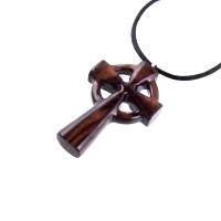 Wooden Celtic Cross Pendant, Hand Carved Celtic Cross Necklace, Wood Cross Necklace Gift for Him, Irish Christian Jewelry