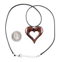 Wooden Heart Pendant, Hand Carved Wood Heart Necklace, 5th Anniversary Gift for Her, One of a Kind Handmade Jewelry