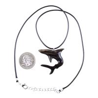 Hand Carved Shark Necklace, Wooden Shark Pendant, Mens Wood Necklace, One of a Kind Gift for Him, Nautical Jewelry