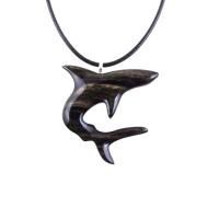 Hand Carved Shark Necklace, Wooden Shark Pendant, Mens Wood Necklace, One of a Kind Gift for Him, Nautical Jewelry