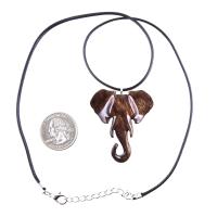 Elephant Pendant, Hand Carved Wooden Elephant Necklace for Men Women, Ganesha Spiritual Animal Jewelry, One of a Kind Gift