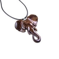 Elephant Pendant, Hand Carved Wooden Elephant Necklace for Men Women, Ganesha Spiritual Animal Jewelry, One of a Kind Gift