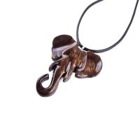 Elephant Pendant, Hand Carved Wooden Elephant Necklace for Men Women, Ganesha Spiritual Animal Jewelry, One of a Kind Gift