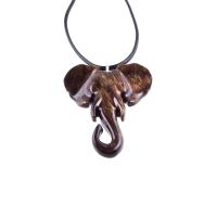 Elephant Pendant, Hand Carved Wooden Elephant Necklace for Men Women, Ganesha Spiritual Animal Jewelry, One of a Kind Gift