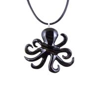 Wooden Octopus Pendant, Octopus Necklace, Hand Carved Wood Squid Necklace, Kraken Pendant, Nautical Jewelry