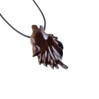 Wooden Wolf Necklace, Hand Carved Wolf Head Pendant for Men Women, Spirit Animal Totem, Woodland Wood Jewelry Gift for Him Her