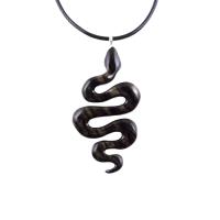 Hand Carved Wooden Snake Pendant, Snake Necklace for Men or Women, Spirit Animal Totem Reptile Wood Jewelry