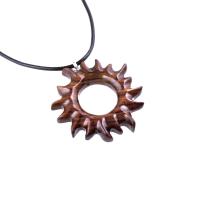 Hand Carved Sun Necklace, Wooden Sun Pendant, Celestial Necklace, Sunburst Pendant, Solar Eclipse Wood Jewelry