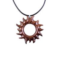 Hand Carved Sun Necklace, Wooden Sun Pendant, Celestial Necklace, Sunburst Pendant, Solar Eclipse Wood Jewelry