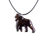 Black with brown streaks reversible, three-dimensional, wooden gorilla pendant with 18 inches black cord necklace with lobster clasp