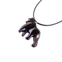 Gorilla Necklace, Hand Carved Wooden Gorilla Pendant, Animal Necklace, Gift for Him, Mens Wood Jewelry in Black with Brown Streaks