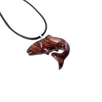 Salmon Necklace, Hand Carved Wooden Trout Pendant, Fish Jewelry, Mens Wood Necklace, Fisherman Gift for Him